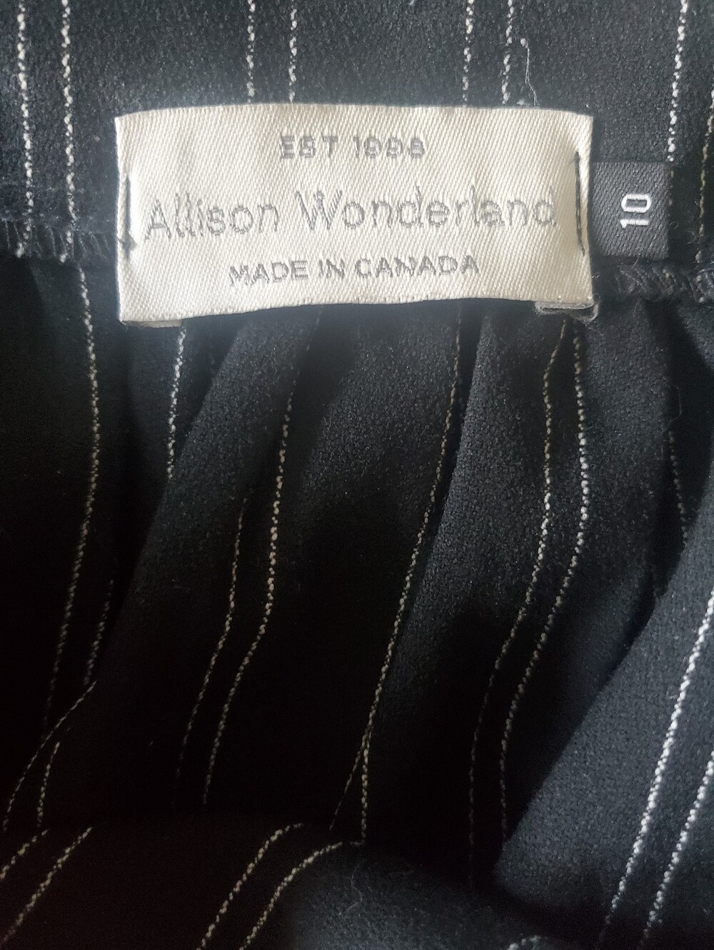 Allison Wonderland black and white pinstripe pants - Picture 3 of 3